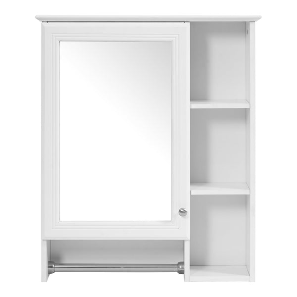 English Elm 3-in-1 Matte Medicine Cabinet Wall Mounted Mirror with Towel Bar and Storage Shelf White N710P401340K