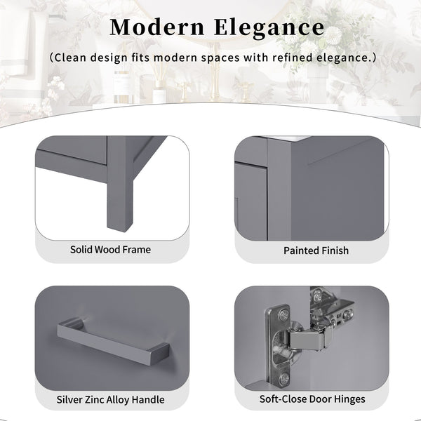 English Elm 24-inch Modern Bathroom Vanity with Ceramic Sink, Soft-Close Doors, Drawer Divider & Ample Storage Gray N729P299440E