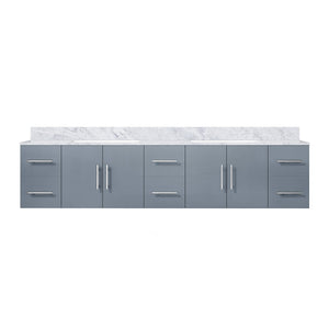 English Elm Dark Grey Double Bath Vanity 84" W X 22" D With Elegant Carrara Marble Top & Ample Storage Solutions B2731P258540