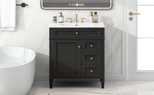 English Elm 30'' Modern Bathroom Vanity With Ceramic Sink, 2 Drawers & Tip-Out Storage For Stylish Organization N710P250194B