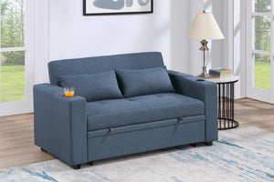 English Elm Modern Linen Convertible Sleeper Sofa with Usb Ports Cup Holders and Pull Out Bed B011S02178