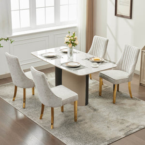 English Elm Rayon Upholstered Accent Dining Chairs Set Of 2 - Chic Chenille Fabric With Golden Stainless Steel Legs W1143P293313-GIGA