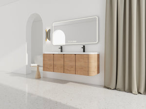 English Elm 60" Freestanding Double Sink Bathroom Vanity with Soft-close Doors and Three Drawers W999S00508