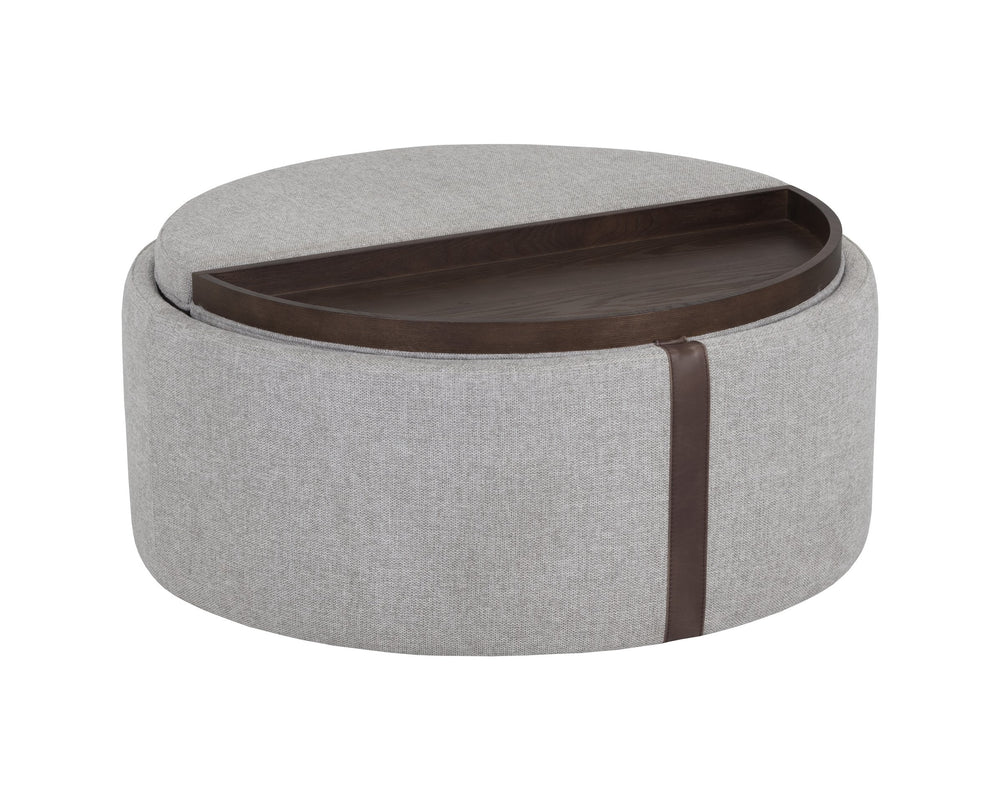 Sunpan Borelli Modern Wheeled Storage Ottoman with Retro Charm and Multifunctional Design for Any Space Belfast Heather Grey / Autumn Chestnut