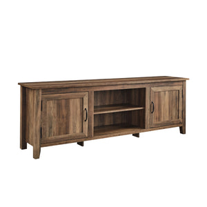 English Elm Walker Edison - Modern Farmhouse 2-Door Grooved 70" TV Stand Rustic Oak – Adjustable Shelves, Cord Management, Durable MDF B185P169352