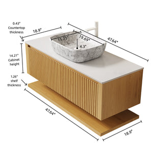 English Elm Hizon 48" Floating Bathroom Vanity & Sink, Stylish Corolla Oak Storage, Pre-Assembled Marble Basin W2615S00381