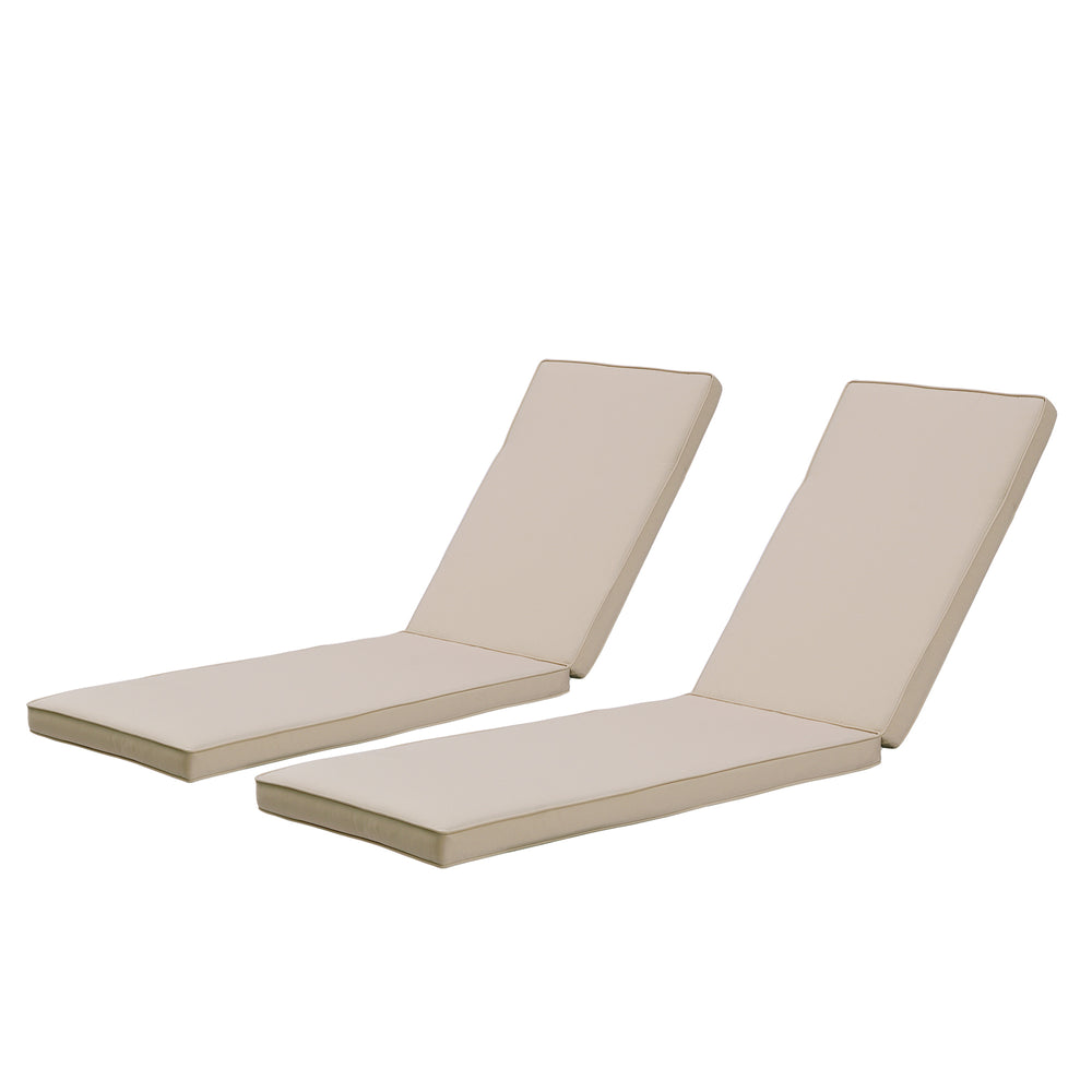 English Elm 2PCS 75" Chaise Lounge Cushion Set Khaki - Removable Zipper Covers, Straps, Sponge Fill Comfort W41940699