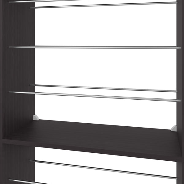 English Elm Cache Black Shoe Rack for Bedroom — Slim Engineered Wood & Metal Rods, Odor-Resistant, Durable Storage (37"x15"x7") B092P315574