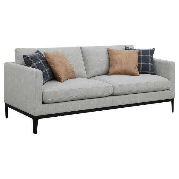 English Elm Montauk Contemporary Light Grey Sofa & Loveseat Set with Black Exposed Frame, Plush Track Arms Comfort B062S01160