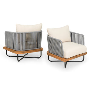 English Elm Christopher Knight Home® - Lucca Outdoor Acacia Wood Club Chair Set Of 2 – Stylish, Weather-Resistant Seating For Patios! N773P208096B2