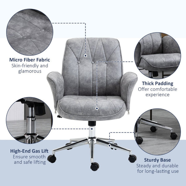 English Elm Vinsetto Microfiber Home Office Chair - Stylish, Adjustable, And Comfortable With Padded Armrests W2225P217502-GIGA