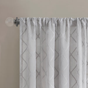 JLA Home Madison Park - Diamond Sheer Window Curtain Panel with Embroidered Diamond Pattern, Lightweight Light-Filtering Elegance Grey MP40-2334