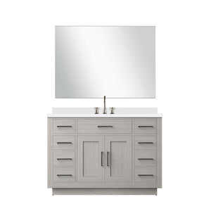 English Elm White Oak Single Bath Vanity Set With Cultured Marble Countertop, Mirror & Chrome Faucet - 48" W B2731S01963-GIGA