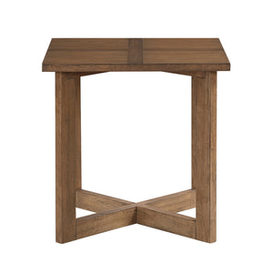 English Elm Contemporary Maple Walnut Veneer Square Side Table Warm Brown Cross Pattern Living Room B011P459316