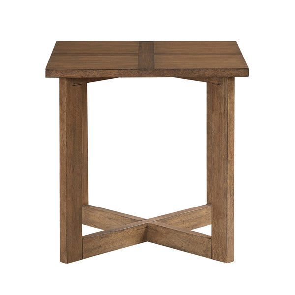 English Elm Contemporary Maple Walnut Veneer Square Side Table Warm Brown Cross Pattern Living Room B011P459316