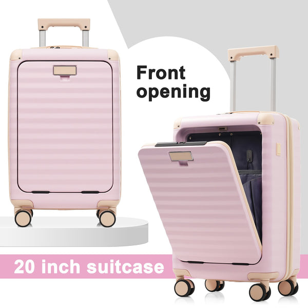 English Elm Luggage 5 Piece Abs Hardshell Travel Set with Usb Port Spinner Wheels and Tsa Lock Pink N732P265290U