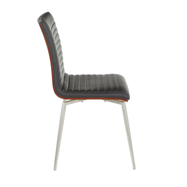 English Elm Contemporary Tufted Swivel Dining Chairs Walnut Wood and Steel Set of 2 B202P223605
