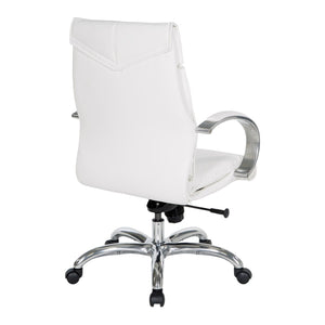 OSP Home Furnishings Deluxe Executive Office Chair with Lumbar Support Faux Leather and Aluminum Base 7251-R101