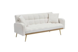 English Elm 69 Convertible Sofa Bed for Small Spaces 69-Inch Fabric Futon with Solid Wood Frame, Comfort Seat Beige W3356P298519