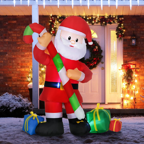 English Elm Homcom 6 Foot Inflatable Santa Claus Led Lit Outdoor Holiday Yard Display Decor W2225P229257