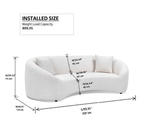 English Elm 3+1, Cloud Curved Boucle Sofa Three Seat Sculptural Arc for Modern Living Rooms W2664S00074