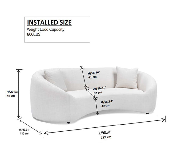 English Elm 3+1, Cloud Curved Boucle Sofa Three Seat Sculptural Arc for Modern Living Rooms W2664S00074