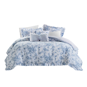 English Elm 5 Piece Full/Queen Comforter Set with Decorative Pillows - Soft Microfiber, Hypoallergenic, Cozy Layering Blue 16.54 L x 12.6 W x 7.87 H B035P381287