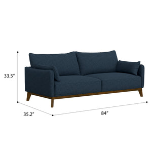 English Elm Wallace & Bay - Blue Mid-Century Modern Sofa in Navy Storm Fabric — 84" Wide, Easy-Care Upholstery, Stylish Durable Seating B361P384456