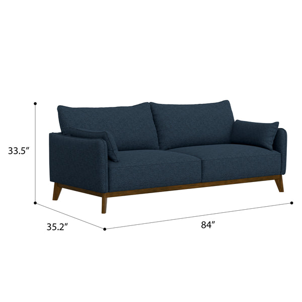 English Elm Wallace & Bay - Blue Mid-Century Modern Sofa in Navy Storm Fabric — 84" Wide, Easy-Care Upholstery, Stylish Durable Seating B361P384456
