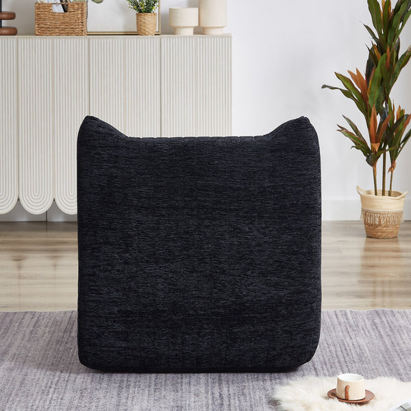 English Elm Bean Bean Bag Chair with Armrests Ergonomic Chenille Lounge Seat Filled with High-Resilience Sponge Black W3434P329809