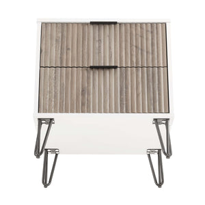 English Elm Dumbo 20" Fluted Nightstand In Rustic Gray & White With Gold Accents For Glam Bedroom Style B365P398141