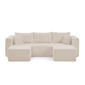 English Elm Compact Modular Sectional Corduroy Sofa High Density Foam Fill for Small Space Living Beige W487P411611