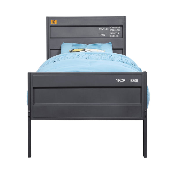 English Elm Gunmetal Cargo-Container Inspired Full Platform Bed with Panel Headboard, Industrial Metal Frame, Box Spring-Free B062P186465