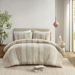 English Elm Full/Queen Boho Striped Cotton Duvet Cover Set with Clip Jacquard Trim, OEKO-TEX, Machine Washable B035P217803