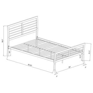 English Elm Fielding Silver Queen Metal Bed with Modern Nautical Design, Silver Finish, Clean Horizontal Lines for Contemporary Bedrooms B062S01089