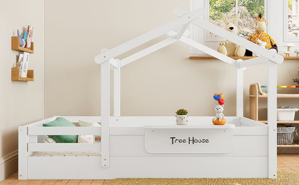English Elm Twin Low Loft Bed Solid Pine Frame with Built-in Led Lighting and Storage Shelves Light White W1580P396332