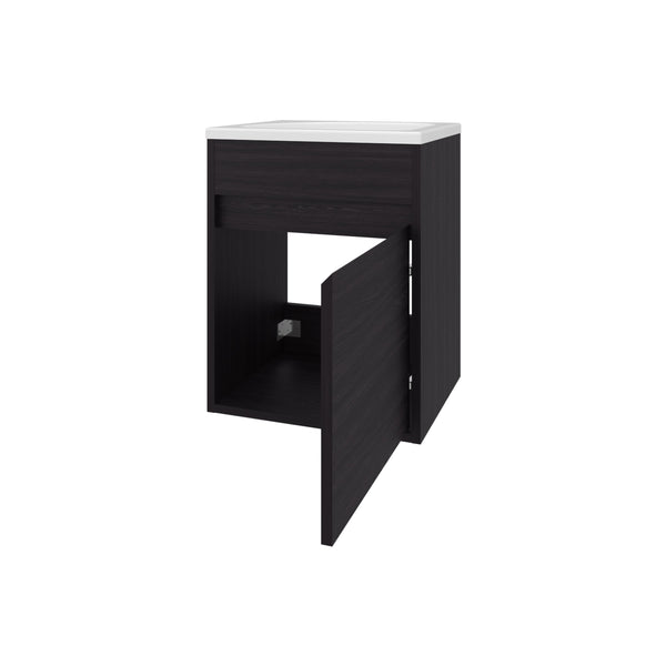 English Elm FM Floating Bathroom Vanity with Integrated Sink and Soft-Close Cabinet for Sleek Modern Storage Wenge 24 L x 21 W x 11 H B128P335850