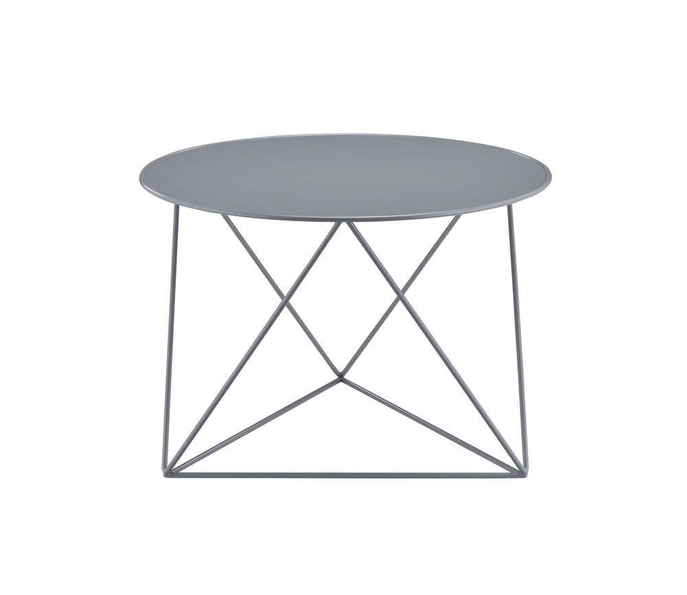English Elm Epidia Modern Gray Metal Accent Table – Lightweight Round Top, Triangle Legs, Versatile Display Utility B2726P243243