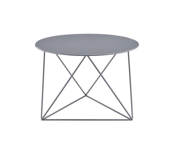 English Elm Epidia Modern Gray Metal Accent Table – Lightweight Round Top, Triangle Legs, Versatile Display Utility B2726P243243