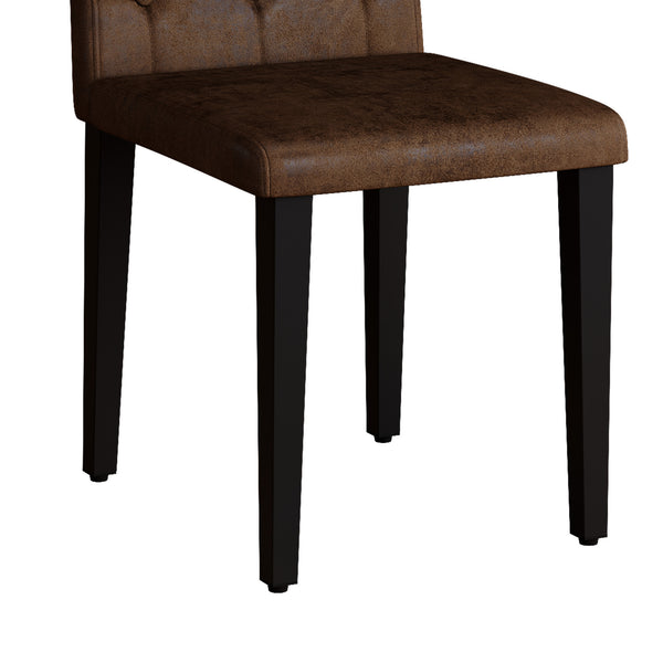 English Elm 42 Inch Round Dining Set Mdf Wood Grain Table with Tufted Suede Chairs for Four W1151S04474