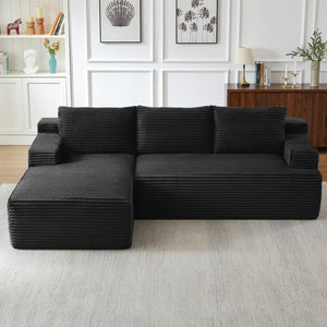 English Elm L-shaped Corduroy Modular Sectional Deep Seat Cloud Sofa for Living Room or Apartment W2339P424643
