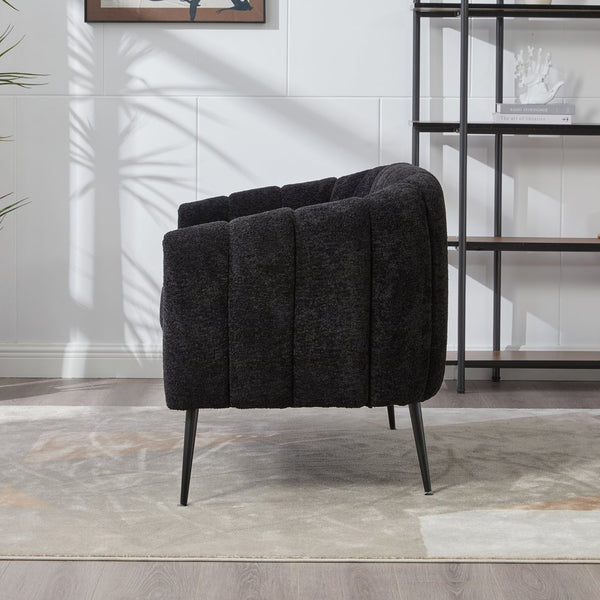 English Elm 50.2'' Channel Tufted Chenille Settee with Metal Legs Compact Glam Loveseat W3118P397106
