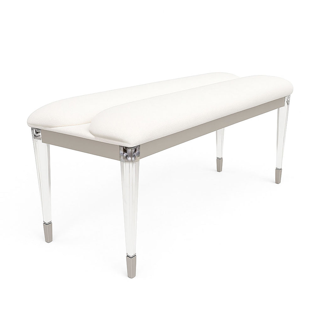 English Elm Contemporary Glam Upholstered Bench with Clear Acrylic Legs for Bedroom or Entryway B2741P448743