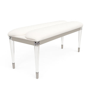 English Elm Contemporary Glam Upholstered Bench with Clear Acrylic Legs for Bedroom or Entryway B2741P448743