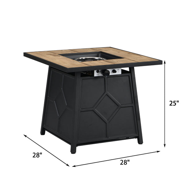 English Elm Fire Pit Table 50,000 BTU Propane Outdoor Patio Firepit with Auto-Ignition, Tile Top, CSA-Certified Brown 32.09 L x 32.09 W x 9.45 H T3609P332393
