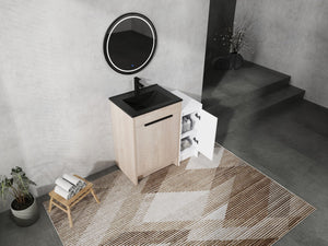 English Elm 36 Inch Freestanding Bathroom Vanity With Black Sink, Soft-Close Doors & Ample Storage Solutions W999S00303