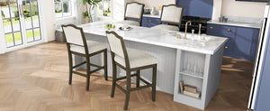 English Elm Counter Height Rubberwood Barstools Set of 2 Upholstered Seats for Kitchen Island Brown N752P377070D