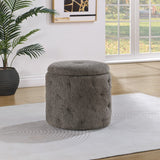 OSP Home Furnishings Erindale Round Storage Ottoman Stone