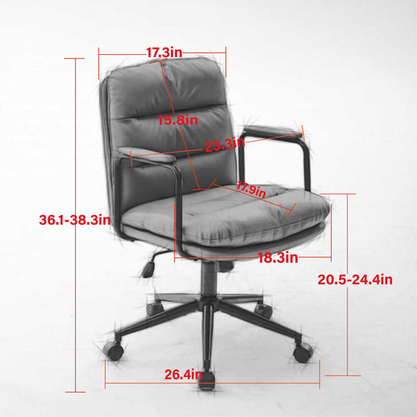English Elm Office Mid Back Desk Chair with Double Sponge Cushion, Ergonomic Recline 40° and Wide Stable Base Black W1143P373974