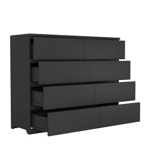 English Elm 8 Drawer Tall Chest Slim Particleboard Build Smooth Gliding Storage for Bedroom Closet Black W409S00029